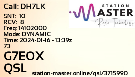QSL Card for G7EOX QSO with DH7LK