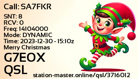 QSL Card for G7EOX QSO with SA7FKR