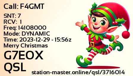 QSL Card for G7EOX QSO with F4GMT