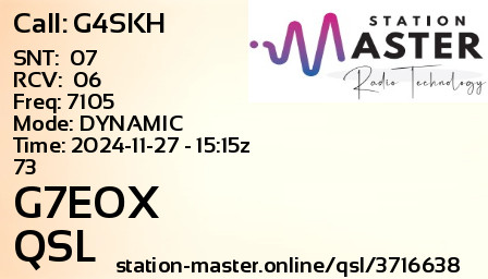 QSL Card for G7EOX QSO with G4SKH