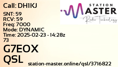 QSL Card for G7EOX QSO with DH1KJ