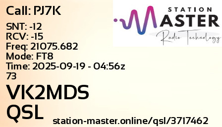 QSL Card for VK2MDS QSO with PJ7K