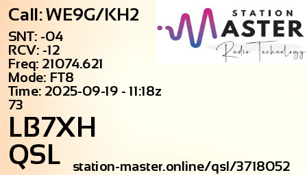 QSL Card for LB7XH QSO with WE9G/KH2