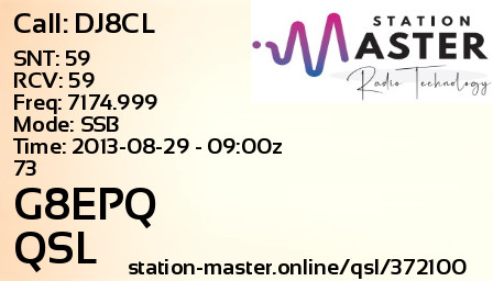 QSL Card for G8EPQ QSO with DJ8CL