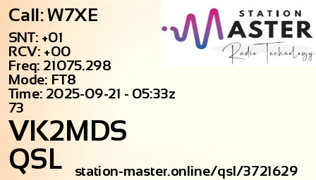 QSL Card for VK2MDS QSO with W7XE