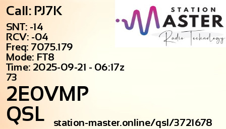 QSL Card for 2E0VMP QSO with PJ7K