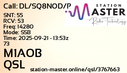 QSL Card for M1AOB QSO with DL/SQ8NOD/P
