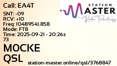 QSL Card for M0CKE QSO with EA4T