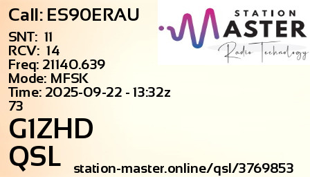 QSL Card for G1ZHD QSO with ES90ERAU