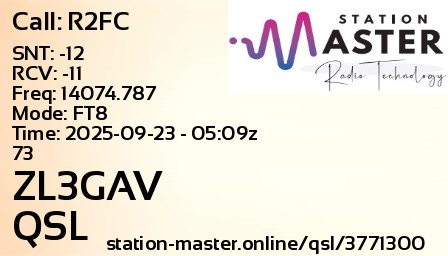 QSL Card for ZL3GAV QSO with R2FC