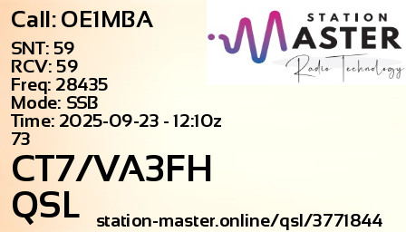 QSL Card for CT7/VA3FH QSO with OE1MBA