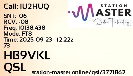 QSL Card for HB9VKL QSO with IU2HUQ