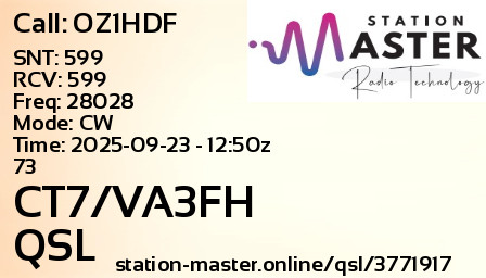 QSL Card for CT7/VA3FH QSO with OZ1HDF