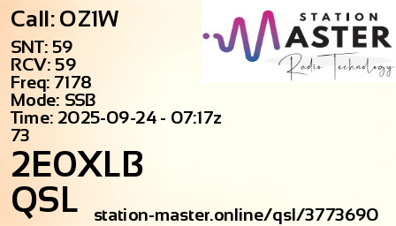 QSL Card for 2E0XLB QSO with OZ1W