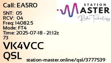 QSL Card for VK4VCC QSO with EA5RO