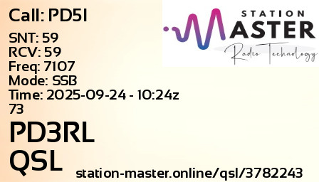 QSL Card for PD3RL QSO with PD5I