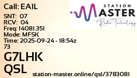 QSL Card for G7LHK QSO with EA1L