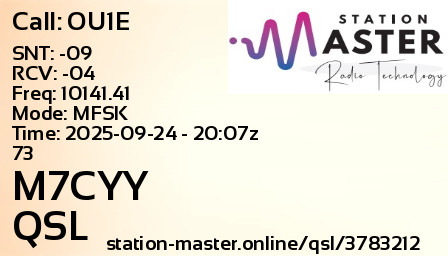 QSL Card for M7CYY QSO with OU1E