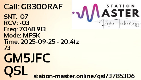 QSL Card for GM5JFC QSO with GB300RAF