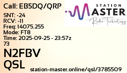 QSL Card for N2FBV QSO with EB5DQ/QRP