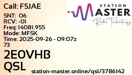 QSL Card for 2E0VHB QSO with F5JAE