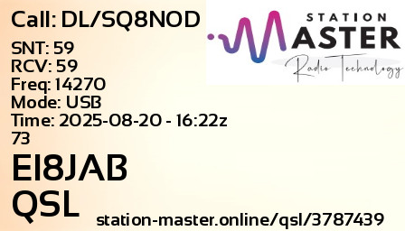 QSL Card for EI8JAB QSO with DL/SQ8NOD
