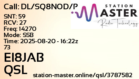QSL Card for EI8JAB QSO with DL/SQ8NOD/P