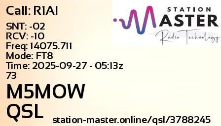 QSL Card for M5MOW QSO with R1AI