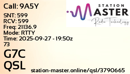 QSL Card for G7C QSO with 9A5Y