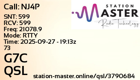 QSL Card for G7C QSO with NJ4P