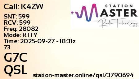 QSL Card for G7C QSO with K4ZW