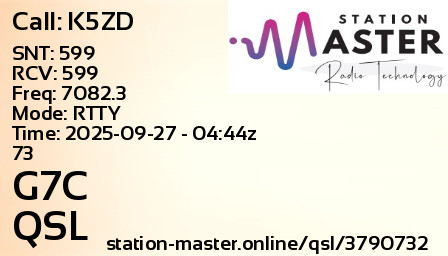 QSL Card for G7C QSO with K5ZD