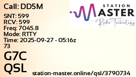 QSL Card for G7C QSO with DD5M