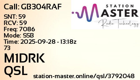 QSL Card for M1DRK QSO with GB304RAF