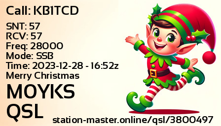 QSL Card for M0YKS QSO with KB1TCD