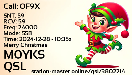 QSL Card for M0YKS QSO with OF9X