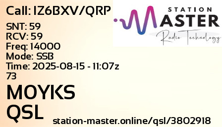 QSL Card for M0YKS QSO with IZ6BXV/QRP