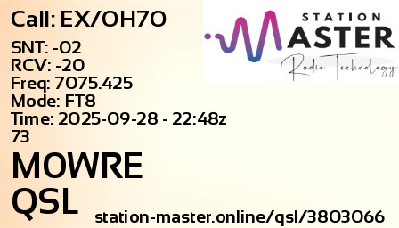 QSL Card for M0WRE QSO with EX/OH7O