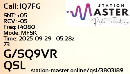 QSL Card for G/SQ9VR QSO with IQ7FG