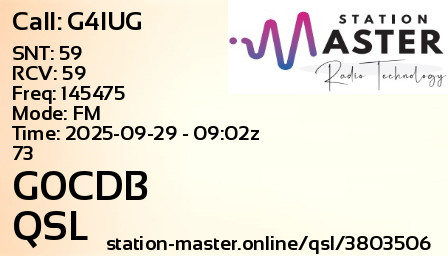 QSL Card for G0CDB QSO with G4IUG