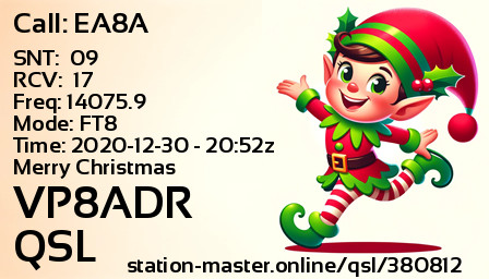 QSL Card for VP8ADR QSO with EA8A