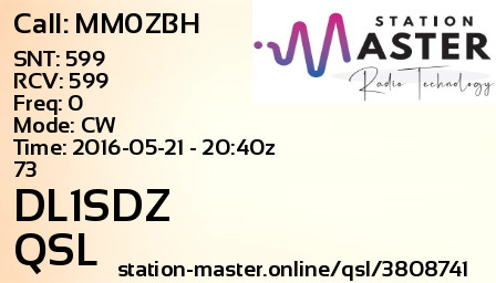 QSL Card for DL1SDZ QSO with MM0ZBH