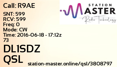 QSL Card for DL1SDZ QSO with R9AE