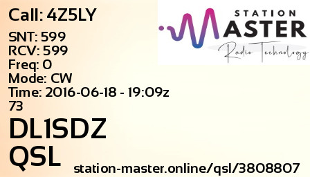 QSL Card for DL1SDZ QSO with 4Z5LY