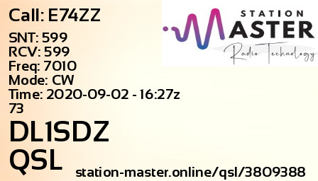 QSL Card for DL1SDZ QSO with E74ZZ
