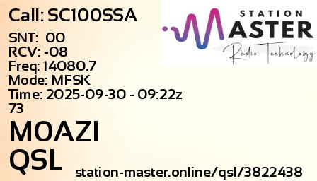 QSL Card for M0AZI QSO with SC100SSA