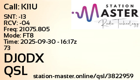QSL Card for DJ0DX QSO with KI1U