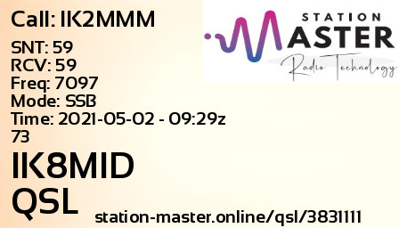 QSL Card for IK8MID QSO with IK2MMM