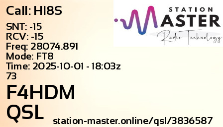 QSL Card for F4HDM QSO with HI8S