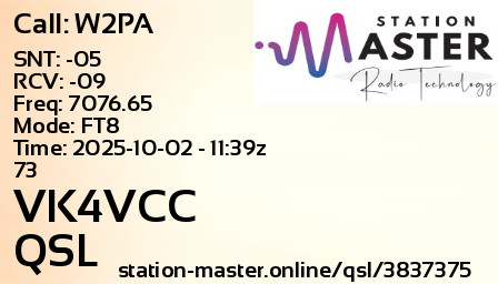 QSL Card for VK4VCC QSO with W2PA